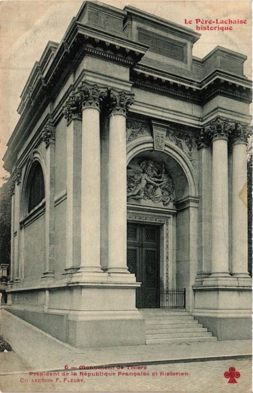 Carte postale ancienne Le Père-Lachaise - Monument de Thiers à Paris 20e