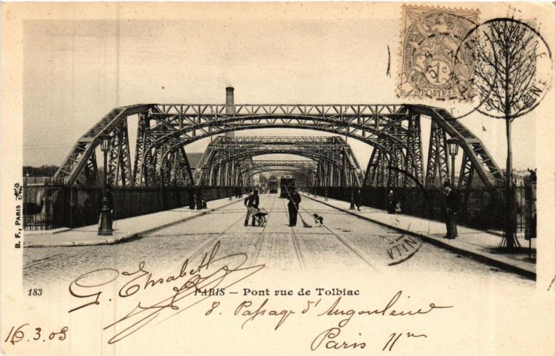 Carte postale ancienne Pont rue de Tolbiac à Paris 13e