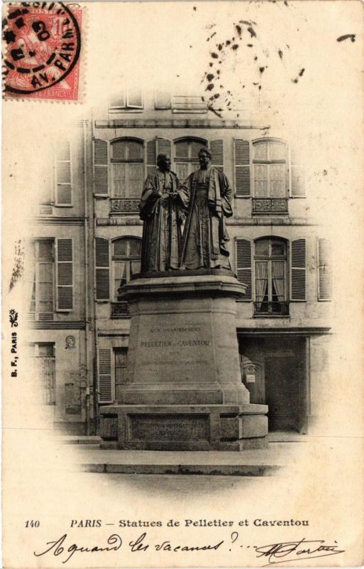 Carte postale ancienne Paris 5e-Statues de Pelletier et Caventou à Paris 5e