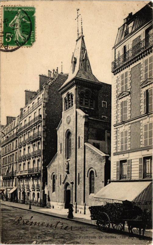 Carte postale ancienne Eglise Saint-François-de-Sales - Rue Brémontier à Paris 17e