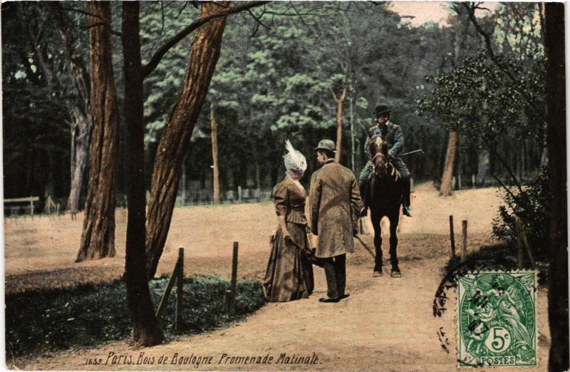 Carte postale ancienne Bois de Boulogne - Promenade Matinale à Paris