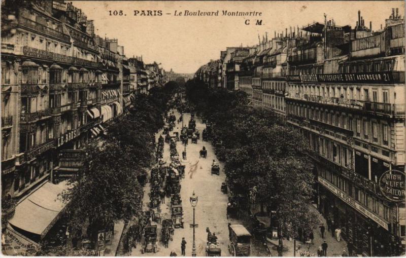 Carte postale ancienne Paris 1e - Boulevard Montmartre à Paris 1er