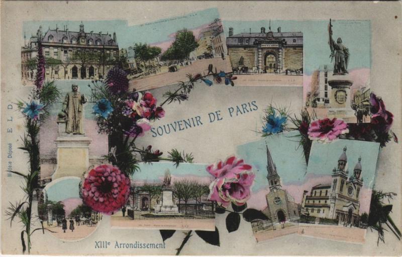 Carte postale ancienne Souvenir de Paris - XIIIe Arrondissement à Paris 13e
