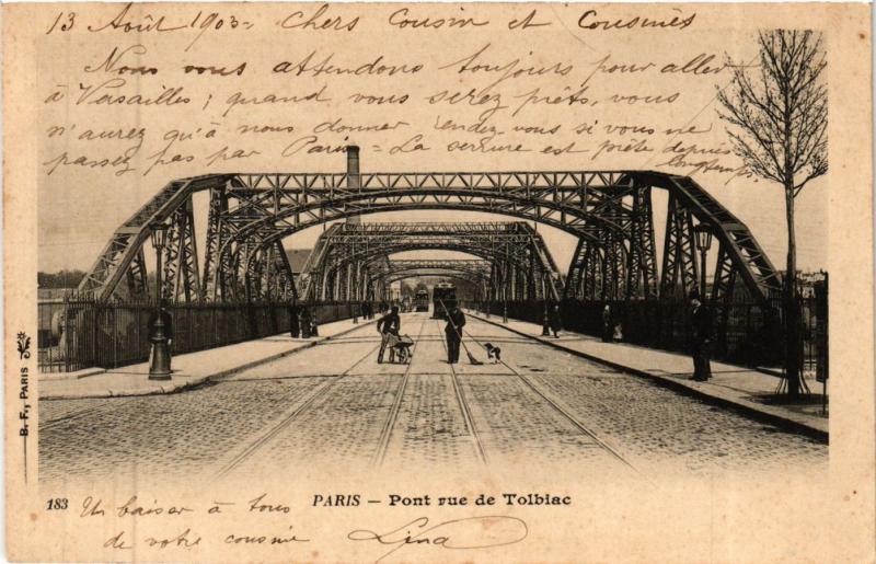 Carte postale ancienne Pont rue de Tolbiac à Paris 13e