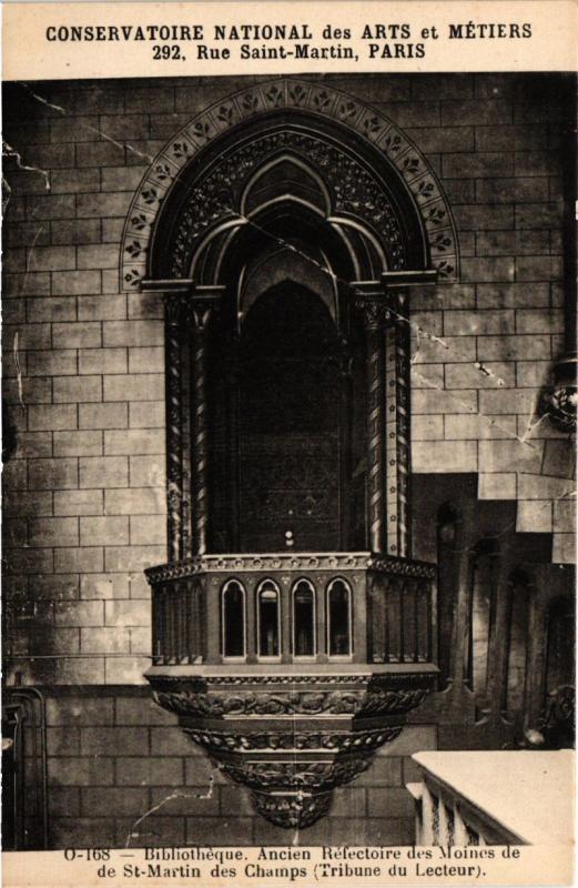 Carte postale ancienne Paris (3e) Cnam - Bibliotheque - Ancien refectoire des Moines à Paris 3e