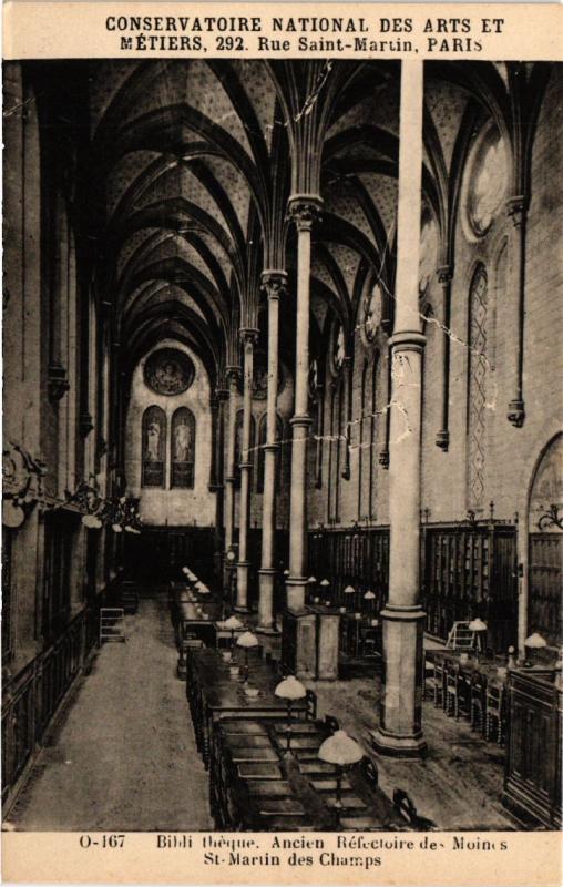 Carte postale ancienne Paris (3e) Cnam - Bibliotheque, ancien réfectoire des Moines à Paris 3e