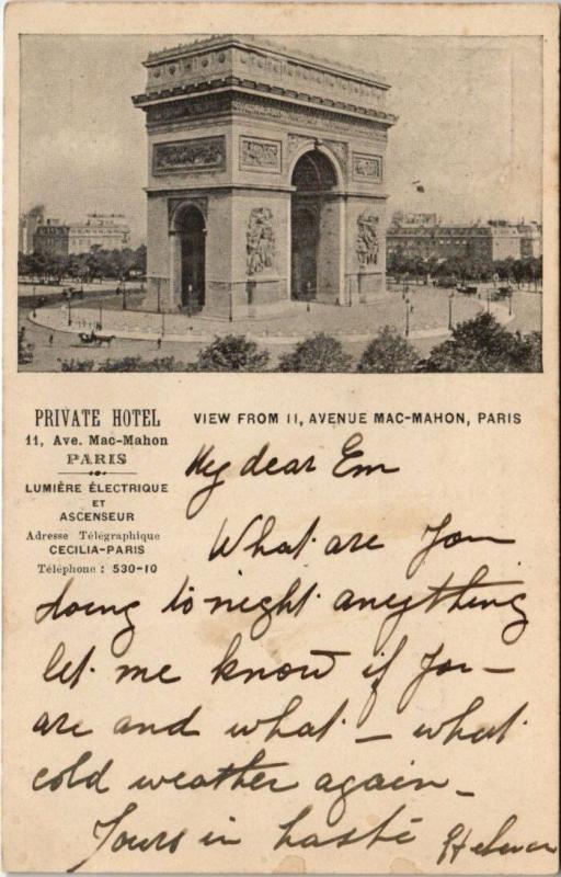 Carte postale ancienne Private Hotel - Avenue Mac-Mahon à Paris 17e