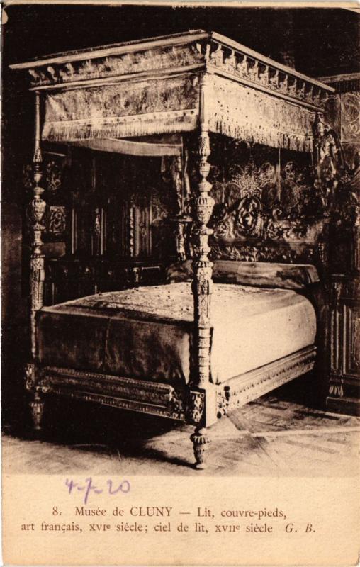 Carte postale ancienne Paris 5e-Musée de Cluny-Lit à Paris 5e