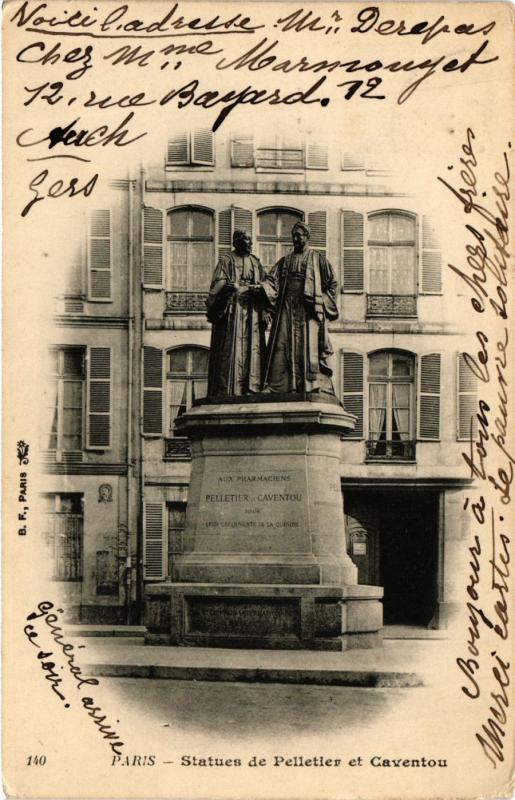 Carte postale ancienne Paris 5e-Statues de Pelletier et Caventou à Paris 5e