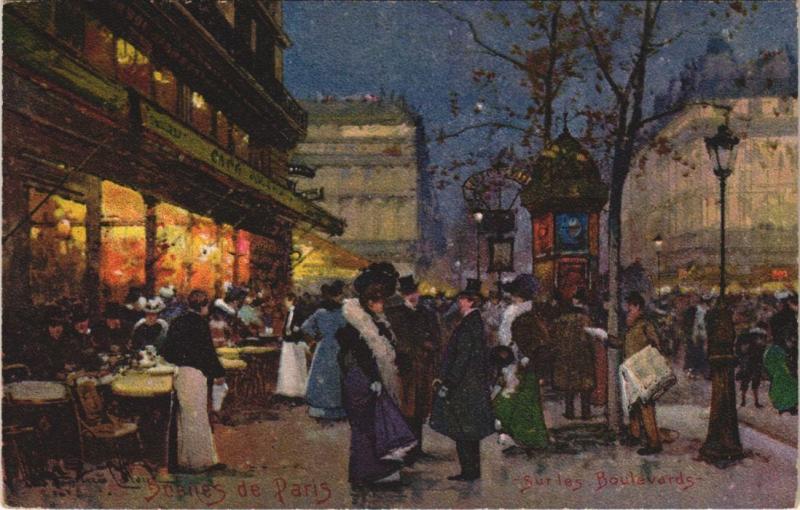 Carte postale ancienne Paris - Scenes de Paris - Surles Boulevards à Paris