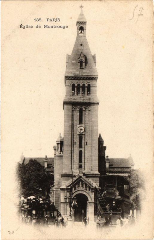 Carte postale ancienne Eglise de Montrouge à Paris 14e