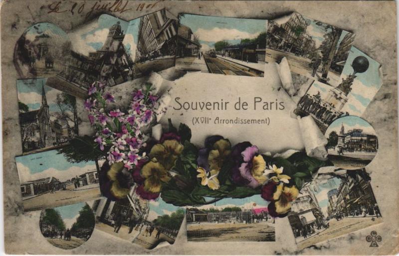 Carte postale ancienne Souvenir de Paris (XVIIe Arrondissement) à Paris 17e