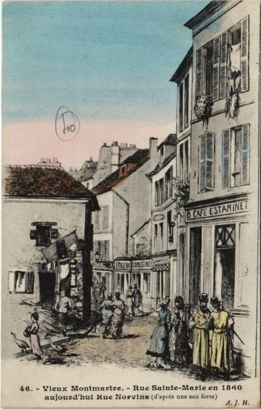 Carte postale ancienne Vieux-Montmartre - Rue Sainte-Marie en 1860 à Paris 18e