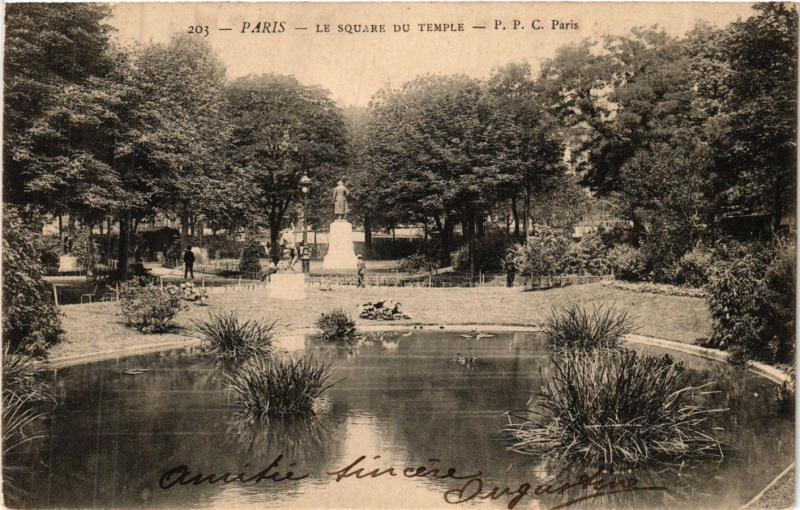 Carte postale ancienne Paris 3e Paris-Le Square du Temple à Paris 3e
