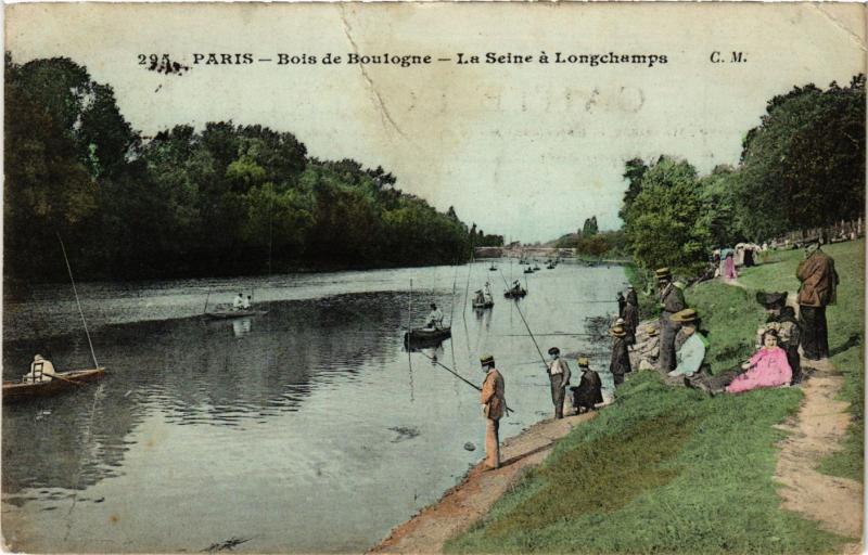 Carte postale ancienne Bois de Boulogne - La Seine à Longchamps à Paris 16e
