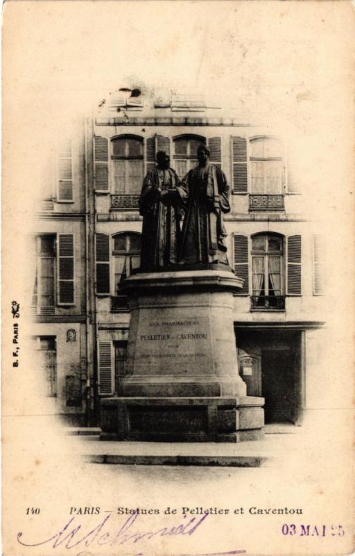 Carte postale ancienne Paris 5e-Statues de Pelletier et Caventou à Paris 5e