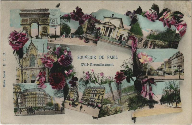 Carte postale ancienne Souvenir de Paris - XVIIe Arrondissement à Paris 17e