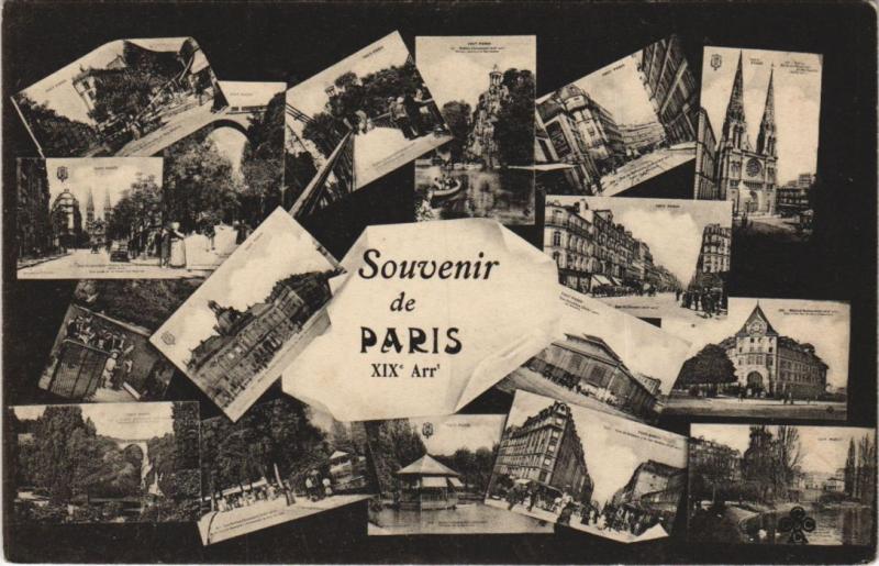 Carte postale ancienne Souvenir de Paris - XIXe Arrondissement à Paris 19e