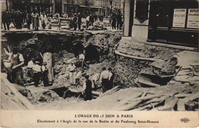 Carte postale ancienne Paris Orage Du 15 Juin Rue de la Boetie Faug Saint-honore