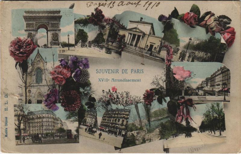 Carte postale ancienne Souvenir de Paris - XVIIe Arrondissement à Paris 17e