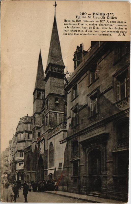 Carte postale ancienne Paris 1e - Eglise st-Leu à Paris 1er