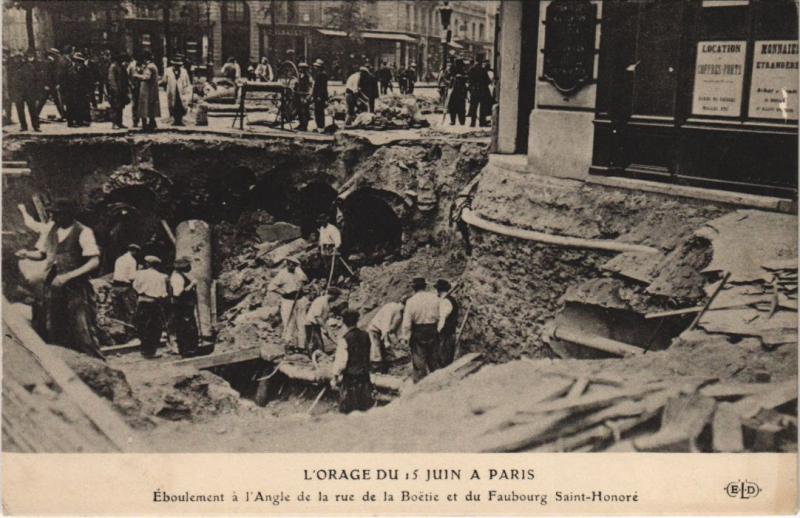 Carte postale ancienne Paris Orage Du 15 Juin Rue de la Boetie Faug Saint-honore