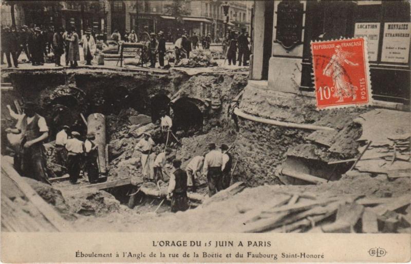 Carte postale ancienne Paris Orage Du 15 Juin Rue de la Boetie Faug Saint-honore