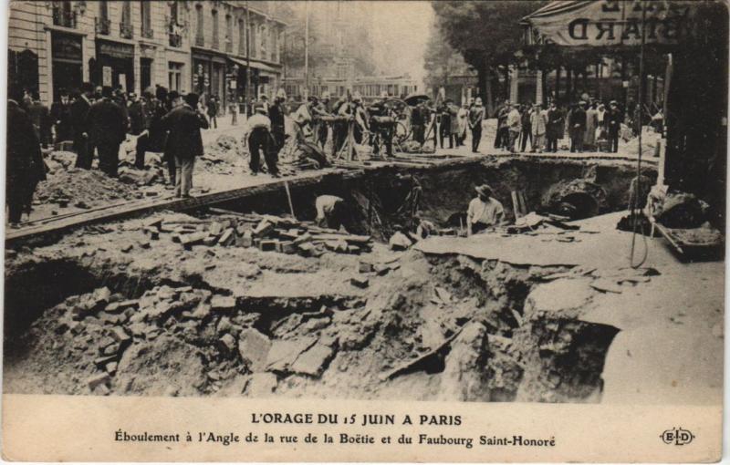 Carte postale ancienne Paris Orage Du 15 Juin Rue de la Boetie Faug Saint-honore
