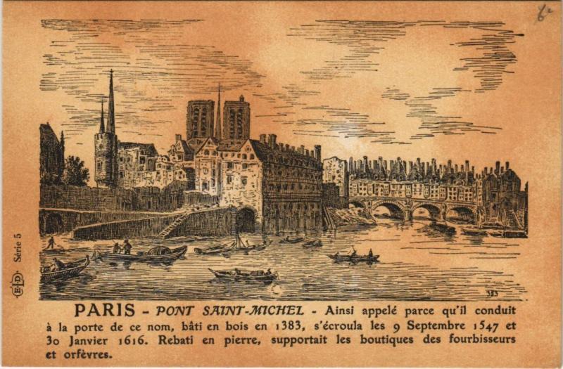 Carte postale ancienne Vieux Paris Pont Saint-Michel