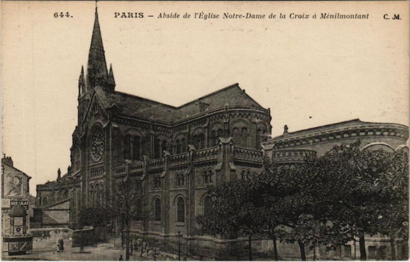 Carte postale ancienne Abside de l'Eglise Notre-Dame de la Croix à Ménilmontant à Paris 20e