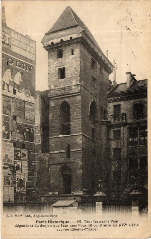 Carte postale ancienne Paris 2e-Tour Jean sans Peur à Paris 2e