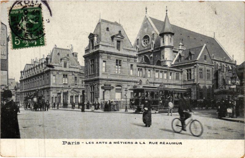 Carte postale ancienne Paris 3e Paris-Les Arts & Métiers & La Rue Réaumur à Paris 3e