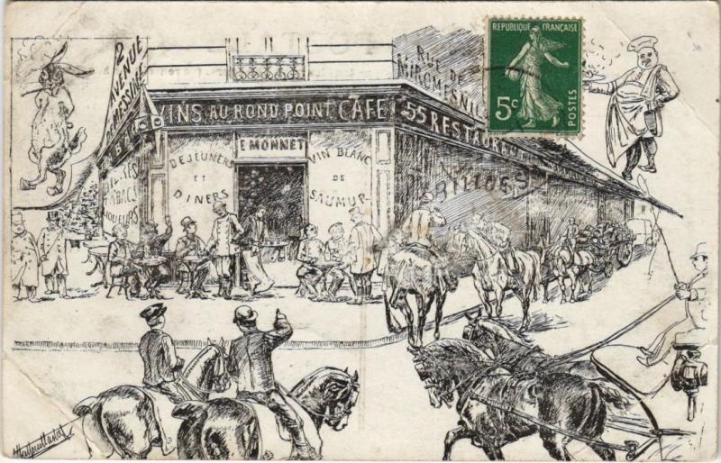 Carte postale ancienne Paris - Vins au Rond Cafe à Paris