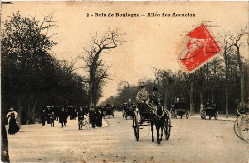 Carte postale ancienne Bois de Boulogne - Allée des Accacias à Paris 16e
