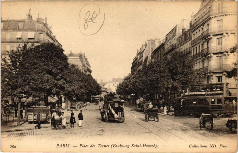 Carte postale ancienne Place des Ternes (Faubourg Saint-Honoré) à Paris 17e