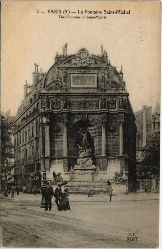 Carte postale ancienne Paris 5e - Le Fontaine Saint-Michel à Paris 5e