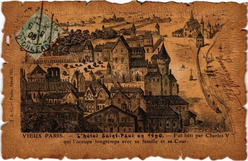 Carte postale ancienne Paris 4e - L'hotel Saint-Paul en 1490 à Paris 4e