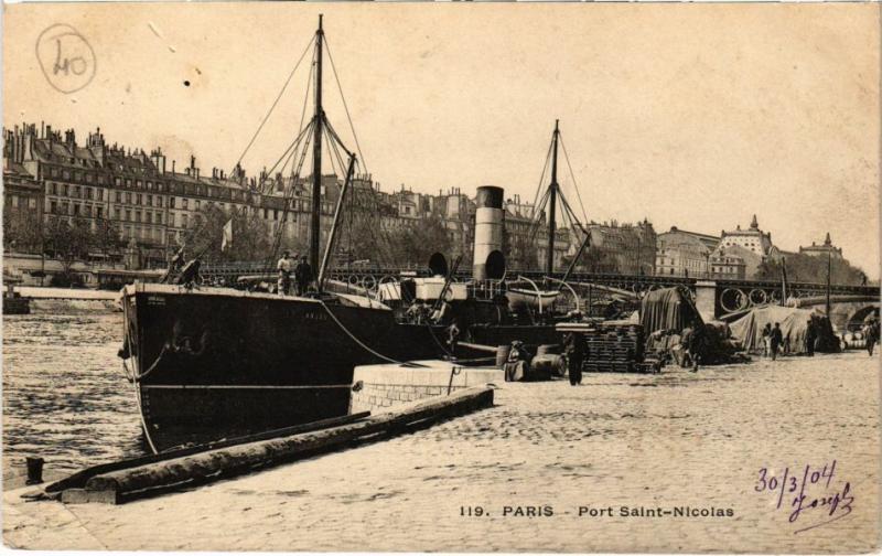 Carte postale ancienne Paris 1e - Le Port Saint-Nicolas à Paris 1er