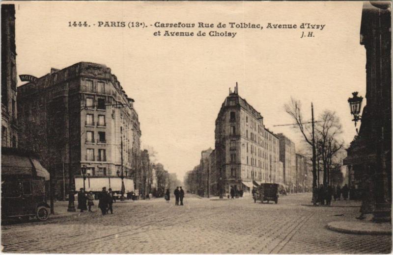 Carte postale ancienne Paris - Carrefour Rue de Tolbiac, Avenue d'Ivry à Paris