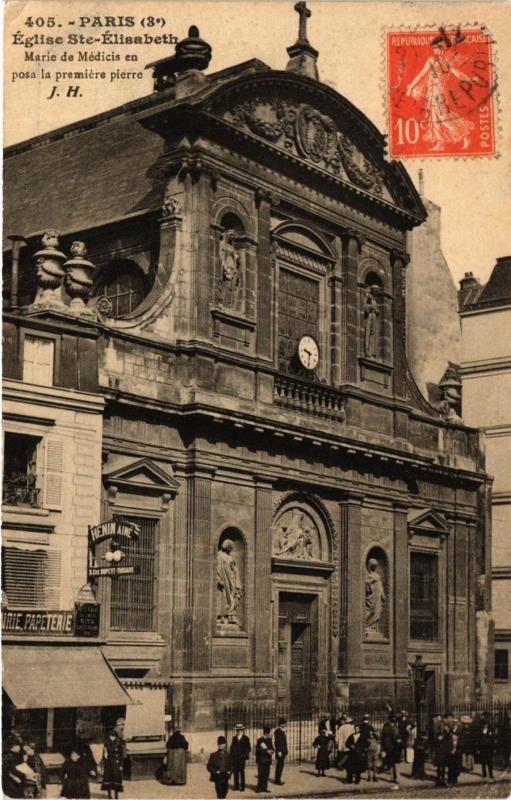 Carte postale ancienne Paris 3e Paris-Eglise Sainte-Elisabeth à Paris 3e