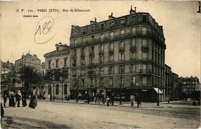 Carte postale ancienne Rue de Billancourt à Paris 16e