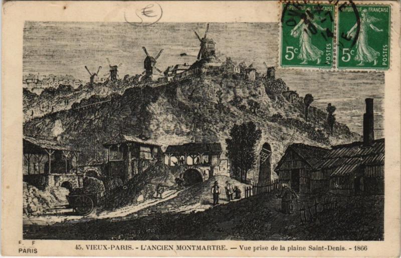 Carte postale ancienne L'ancien Montmartre - Vue prise de la plaine Saint-Denis à Saint-Denis