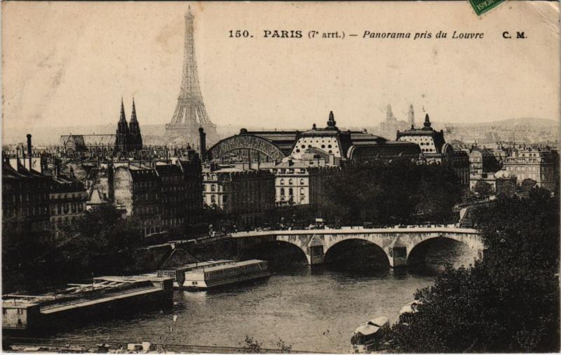 Carte postale ancienne Paris 7e - 150. Panorama pris du Louvre à Paris 7e