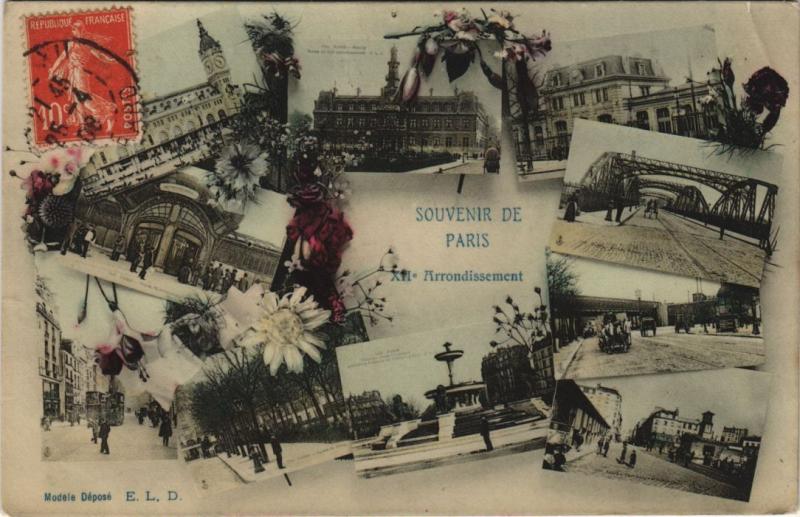 Carte postale ancienne Paris 12e Souvenir à Paris 12e