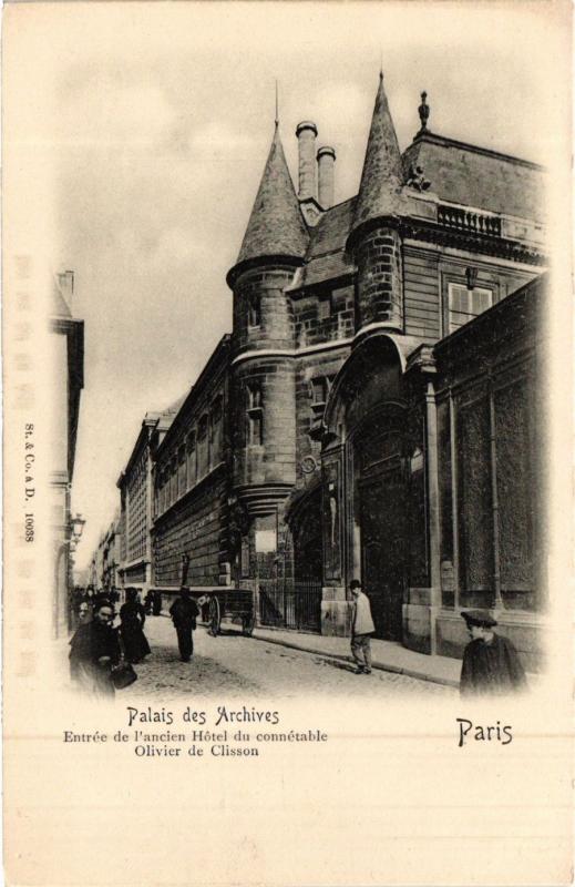 Carte postale ancienne Paris 3e Paris-Palais des Archives-Entrée de l'ancien Hotel à Paris 3e
