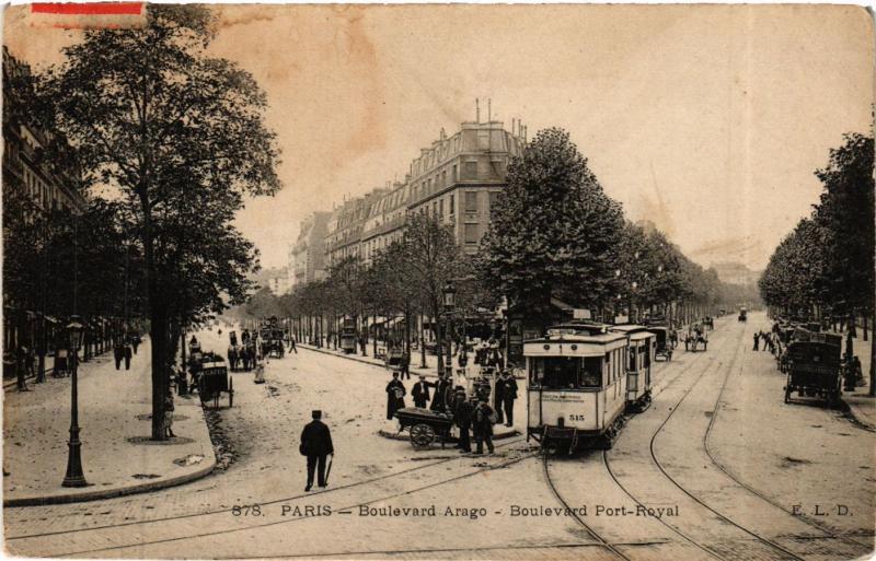 Carte postale ancienne Paris 13e Paris-Boulevard Arago, boulevard Port-Royal à Paris 13e