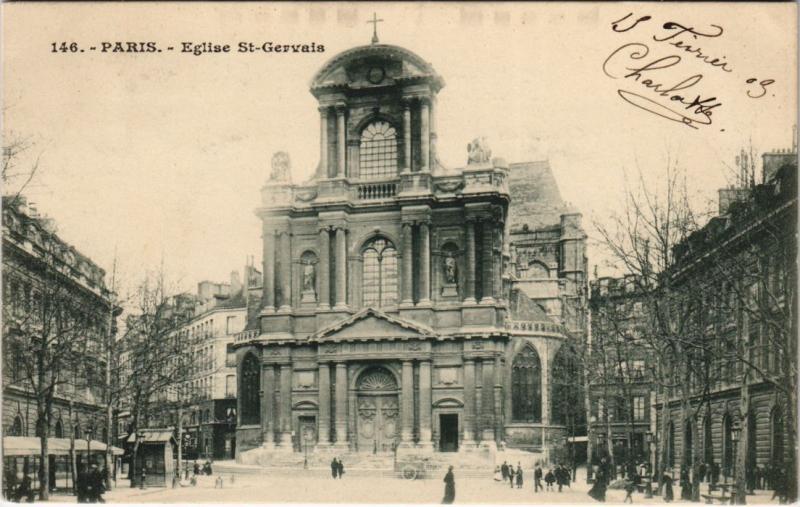 Carte postale ancienne Paris 4e - Eglise Saint-Gervais à Paris 4e