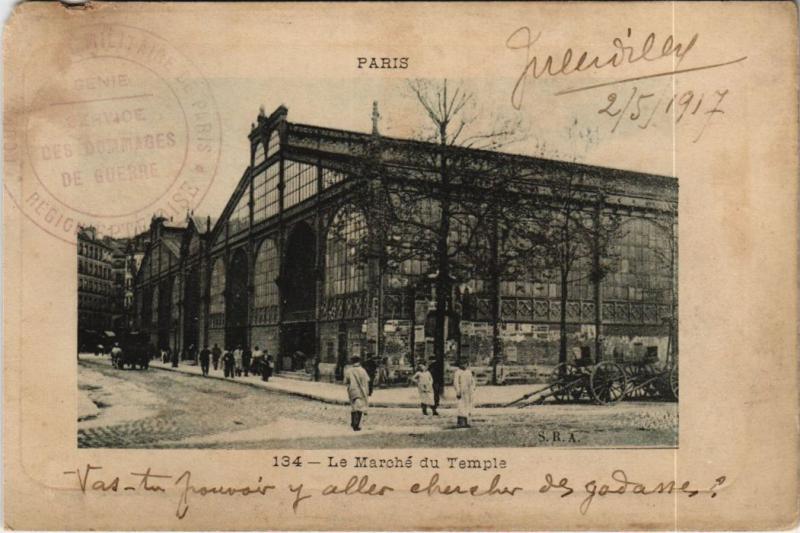 Carte postale ancienne Paris 3e - Le Marché du Temple à Paris 3e