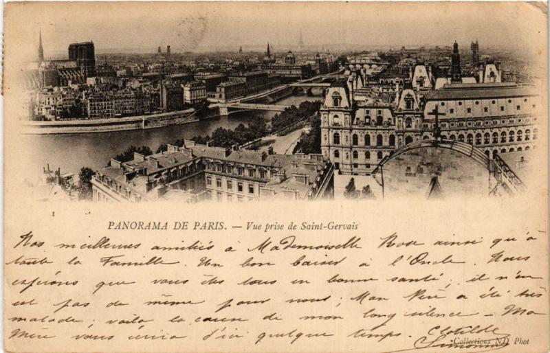 Carte postale ancienne Panorama de Paris - Vue prise de la Saint-Gervais