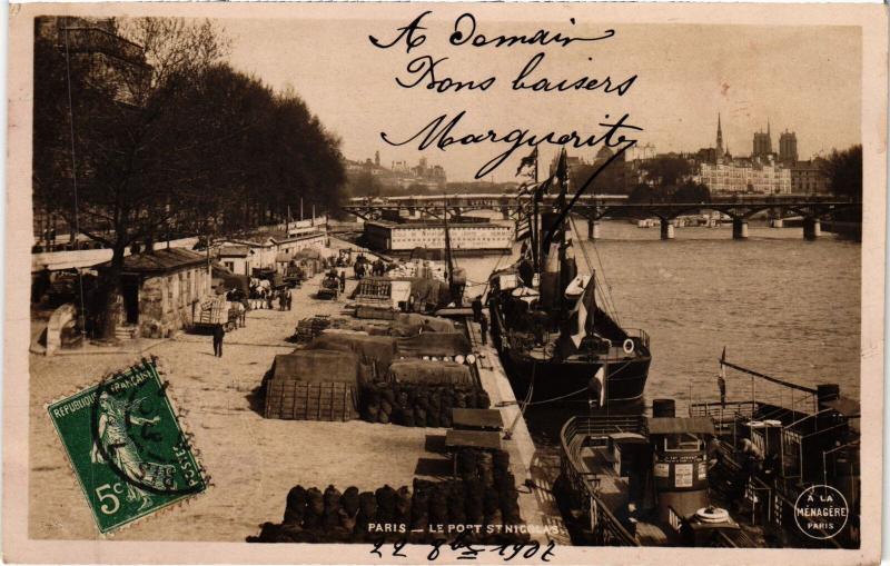 Carte postale ancienne Paris Port Saint-Nicolas
